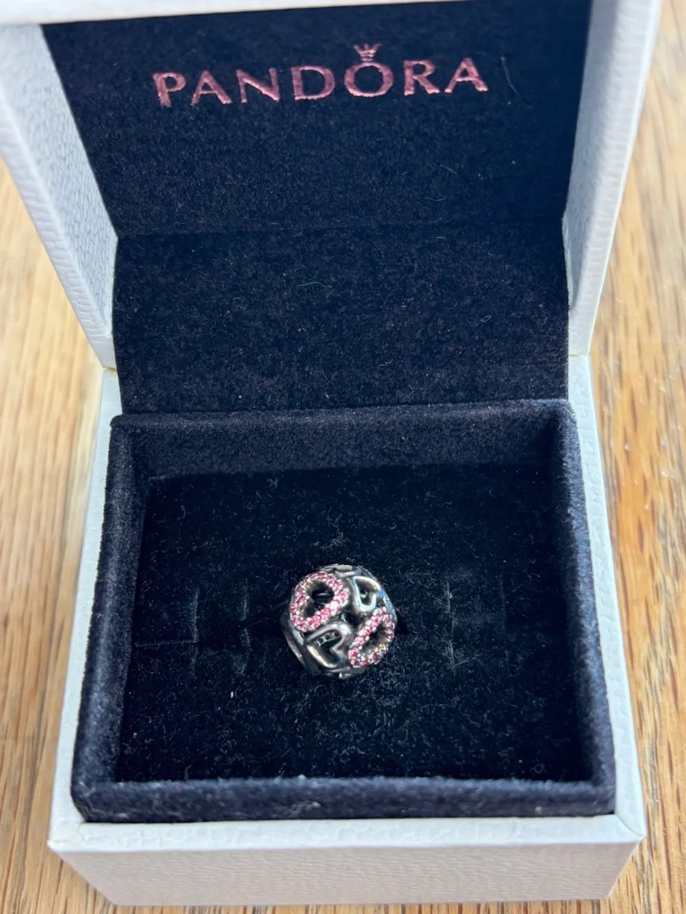 RETIRED Pandora “Falling in Love” Openwork Charm #791424CZS - Picture 1 of 2